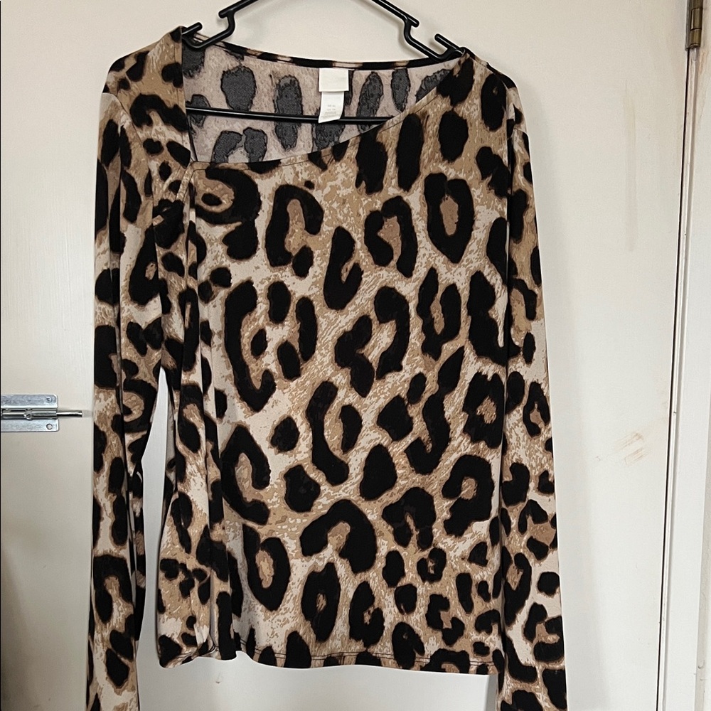 H&M Animal Print Long Sleeve Top - Black and Tan